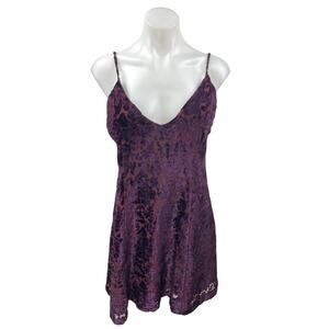 Nasty Gal After Party Purple Floral Velvet Sleeveless Camisole Mini Tank Dress S